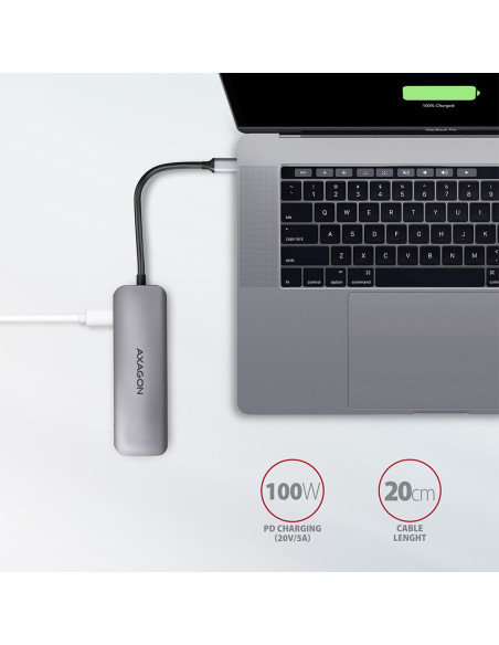 Axagon Hmc-5 Stacja Dokująca Przewodowa Usb 3.2 Gen 1 (3.1 Gen 1) Type-C Szary