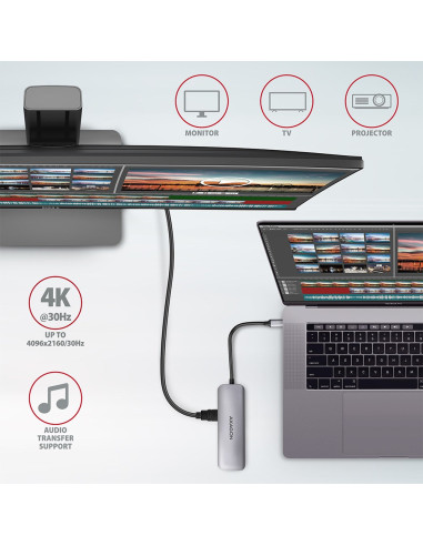 Axagon Hmc-5 Stacja Dokująca Przewodowa Usb 3.2 Gen 1 (3.1 Gen 1) Type-C Szary