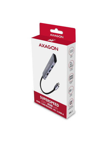 Axagon Hmc-5 Stacja Dokująca Przewodowa Usb 3.2 Gen 1 (3.1 Gen 1) Type-C Szary