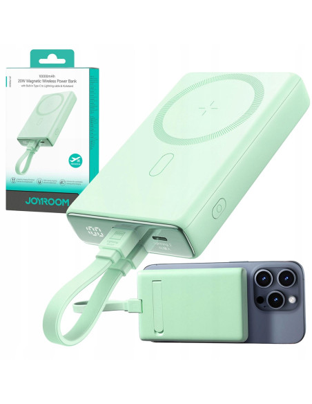 Powerbank Joyroom Jr-Pbm01 10000Mah 20W 1X Usb-C 2X Lightning Zielony + Kabel