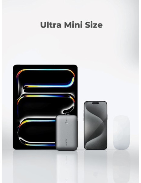 Aukey Powerbank 20 000 Mah, Usb-C 22,5W, Usb-A,Mini, Szary