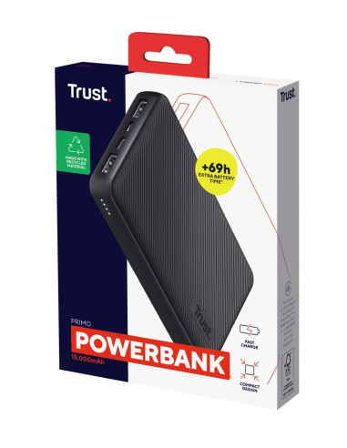 Powerbank Trust Primo 15000Mah Eco Black