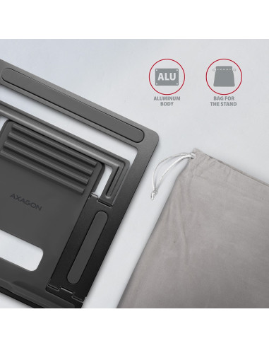 Axagon Stnd-L Stojak Na Laptop Podstawka Na Notebooka Szary 40,6 Cm (16")
