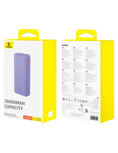 Baseus Powerbank Airpow 20000Mah 20W (Fioletowy)