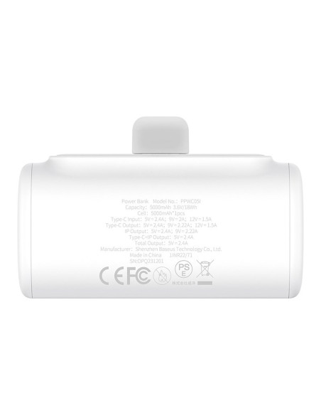Powerbank Baseus Compact Ip 5000Mah 20W Usb-C/Lightning (Biały)