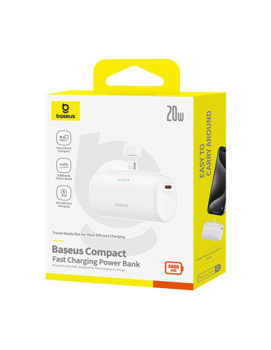 Powerbank Baseus Compact Ip 5000Mah 20W Usb-C/Lightning (Biały)