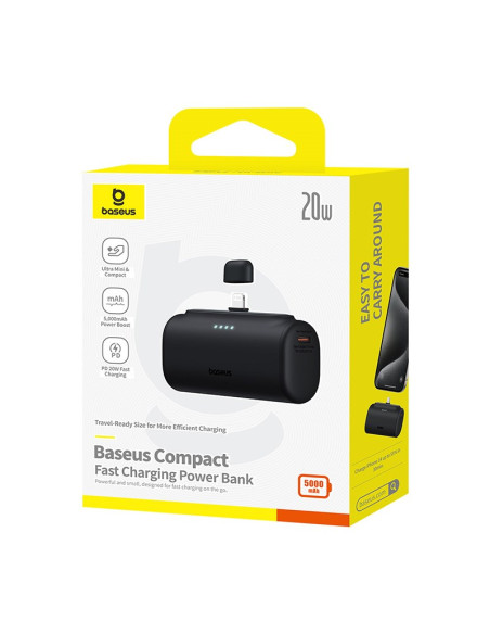 Powerbank Baseus Compact Ip 5000Mah 20W Usb-C/Lightning (Czarny)