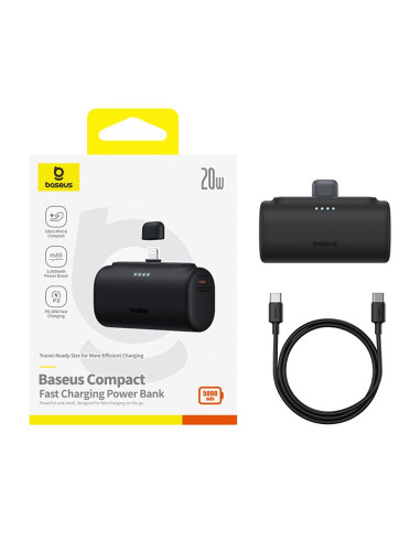 Powerbank Baseus Compact Ip 5000Mah 20W Usb-C/Lightning (Czarny)