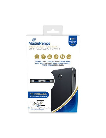 Mediarange Mr753 Bank Mocy Litowo-Polimerowy (Lipo) 10000 Mah Czarny