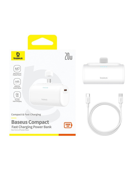 Powerbank Baseus Compact 5000Mah Usb-C (Biały)
