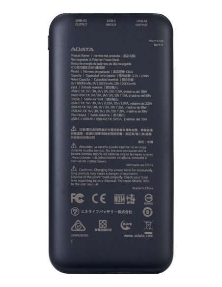 Adata C100 Litowo-Polimerowy (Lipo) 10000 Mah Czarny