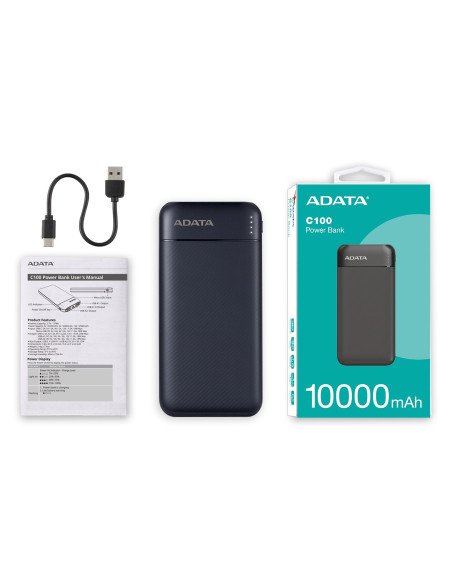 Adata C100 Litowo-Polimerowy (Lipo) 10000 Mah Czarny