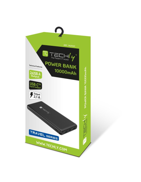 Techly I-Charge-10000 Bank Mocy Litowo-Polimerowy (Lipo) 10000 Mah Czarny