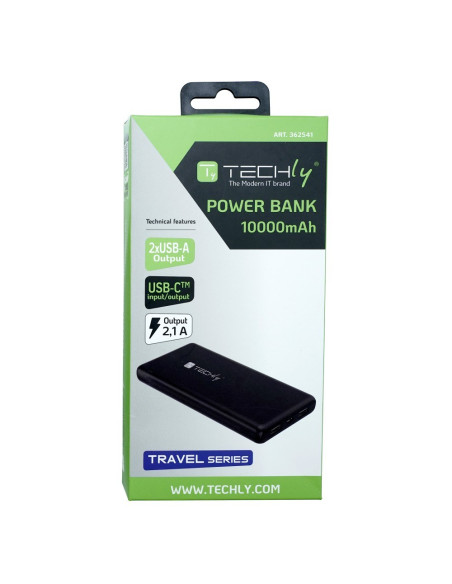 Techly I-Charge-10000 Bank Mocy Litowo-Polimerowy (Lipo) 10000 Mah Czarny