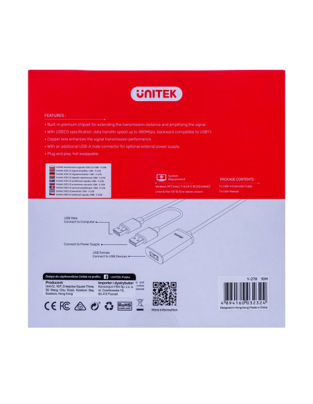 Unitek Wzmacniacz Sygnału Usb 2.0, 10M, Premium