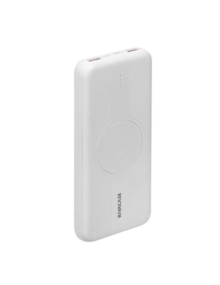 Rivacase Powerbank 10.000 Mah Usb-C 20W + Qi 10W, 1X We/Wy Usb-C 20W, 2X Usb-A Qc18W, Wejście Micro-Usb,Indukcja Qi 10W,Biały