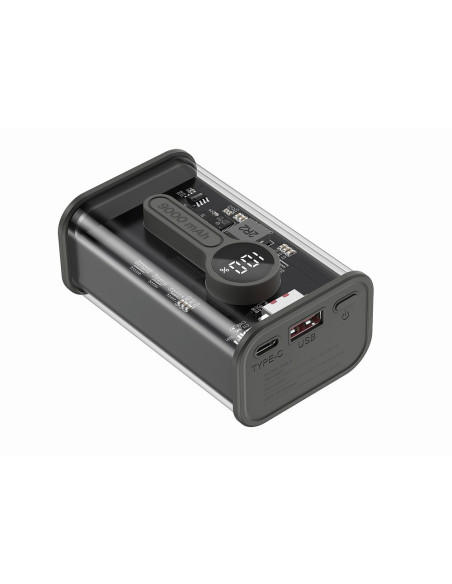 Gembird Powerbank 9000 Mah Transparentny, Szybkie Ładowanie Qc3.0, 9000 Mah, Czarny