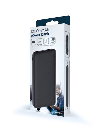 Gembird Powerbank 10000 Mah 2X Usb, Czarny