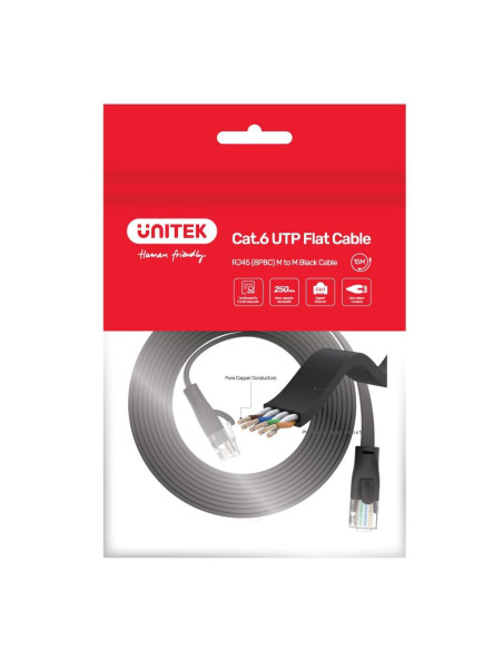 Unitek Przewód Ethernet Patchcord Cat.6 Płaski, 3M
