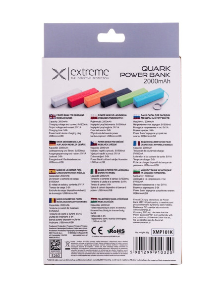 Esperanza Power Bank 2000Mah Quark Czarny Xmp101K
