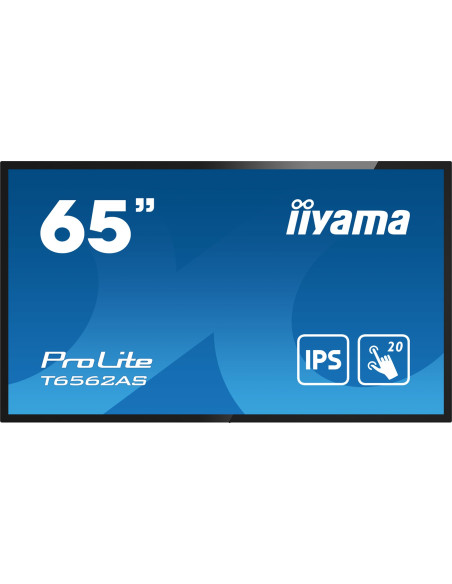 Monitor Iiyama T6562As-B1 4K Uhd Lcd 65Inch 20 Points Pcap 500Cd/M2 1200:1 3840X2160 Ag Rs232C 16Gb Emmc 2Gb Ram