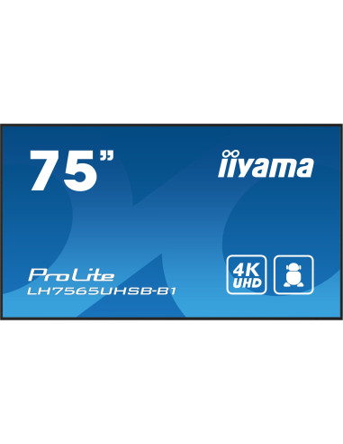 Iiyama Lh7575Uhs-B1Ag Signage Display Płaski Panel Digital Signage 190,5 Cm (75") Lcd Wi-Fi 500 Cd/M2 4K Ultra Hd Czarny Proceso