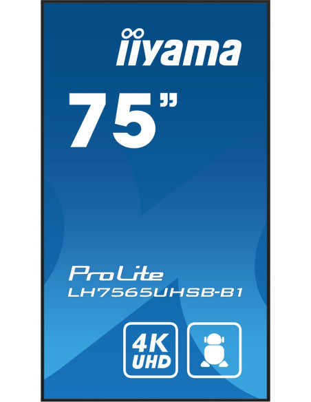 Iiyama Lh7575Uhs-B1Ag Signage Display Płaski Panel Digital Signage 190,5 Cm (75") Lcd Wi-Fi 500 Cd/M2 4K Ultra Hd Czarny Proceso