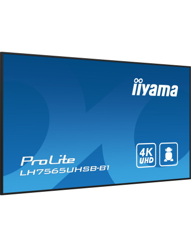 Iiyama Lh7575Uhs-B1Ag Signage Display Płaski Panel Digital Signage 190,5 Cm (75") Lcd Wi-Fi 500 Cd/M2 4K Ultra Hd Czarny Proceso