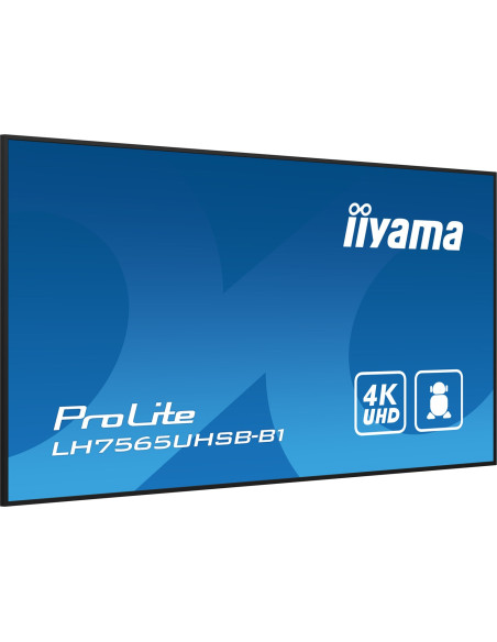 Iiyama Lh7575Uhs-B1Ag Signage Display Płaski Panel Digital Signage 190,5 Cm (75") Lcd Wi-Fi 500 Cd/M2 4K Ultra Hd Czarny Proceso