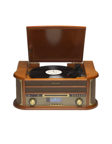 Drewniane Centrum Muzyczne Retro Denver Mrd-51 Z Gramofonem