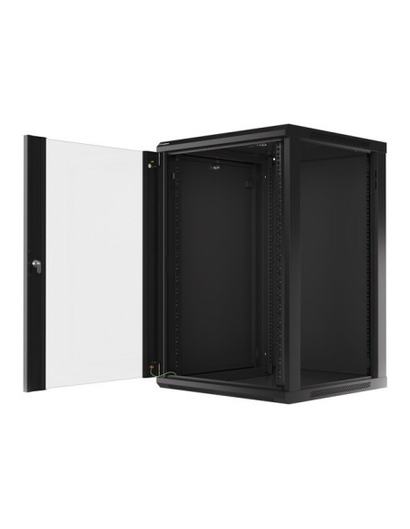 Lanberg Szafa Instalacyjna Wisząca 19'' 18U 600X600Mm Czarna (Drzwi Szklane)