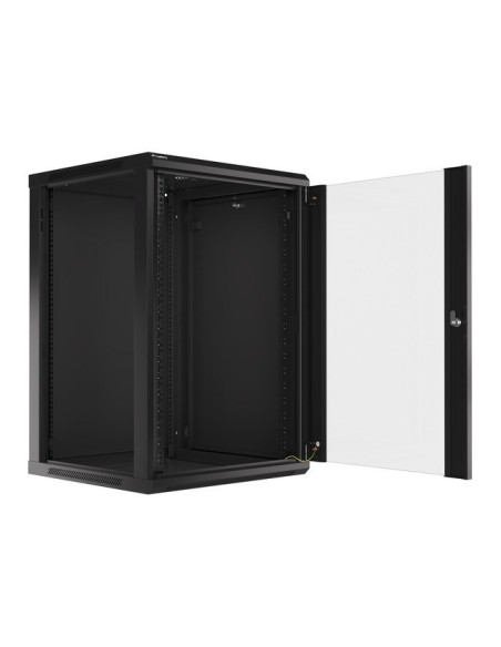 Lanberg Szafa Instalacyjna Wisząca 19'' 18U 600X600Mm Czarna (Drzwi Szklane)