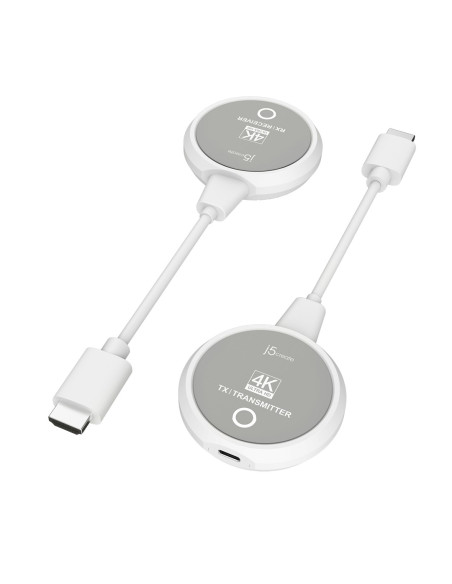Nadajnik I Odbiornik Audio/Video Bezprzewodowy J5Create Screencast 4K Wireless Display Hdmi Extender   Kolor Biały Jvaw75-N