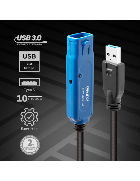 Lindy 43157 Kabel Usb Usb 3.2 Gen 1 (3.1 Gen 1) 10 M Usb A Czarny