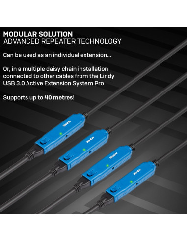 Lindy 43157 Kabel Usb Usb 3.2 Gen 1 (3.1 Gen 1) 10 M Usb A Czarny