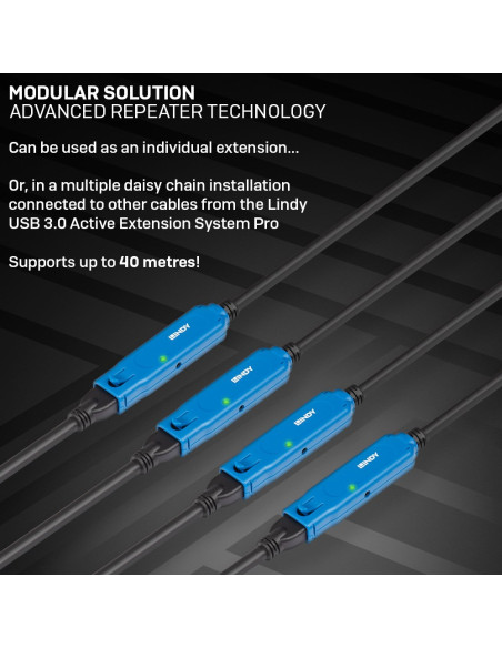 Lindy 43157 Kabel Usb Usb 3.2 Gen 1 (3.1 Gen 1) 10 M Usb A Czarny