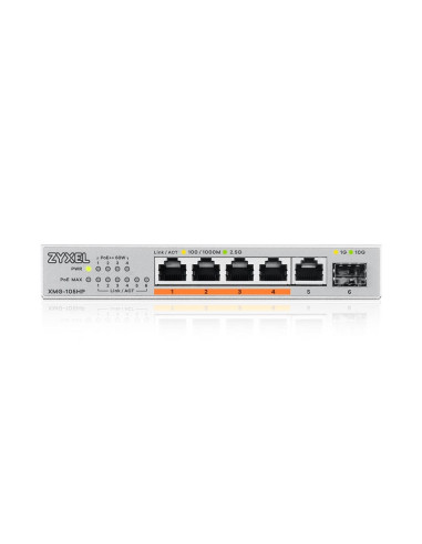 Switch Zyxel Xmg-105Hp 6P Poe (Poe++: 4) 70W Unmanaged Multigigabit