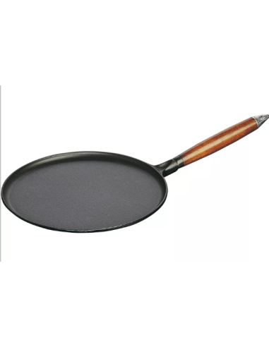 Patelnia Do Naleśników Z Drewnianym Uchwytem Staub 40509-525-0 - Czarna 28 Cm