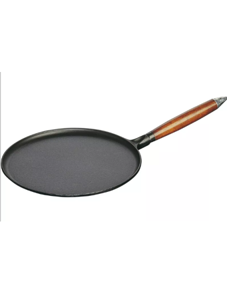 Patelnia Do Naleśników Z Drewnianym Uchwytem Staub 40509-525-0 - Czarna 28 Cm