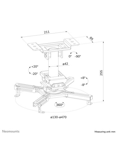 Neomounts Cl25-530Bl1 Uchwyt Do Montażu Projektora Sufit Czarny