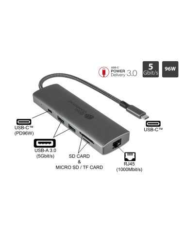 Alcasa Hub-C001A Huby I Koncentratory Usb Type-C 5000 Mbit/S Antracyt