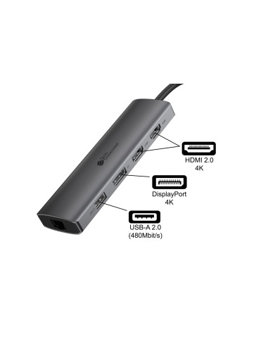 Alcasa Hub-C001A Huby I Koncentratory Usb Type-C 5000 Mbit/S Antracyt