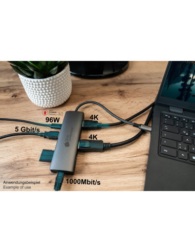 Alcasa Hub-C001A Huby I Koncentratory Usb Type-C 5000 Mbit/S Antracyt
