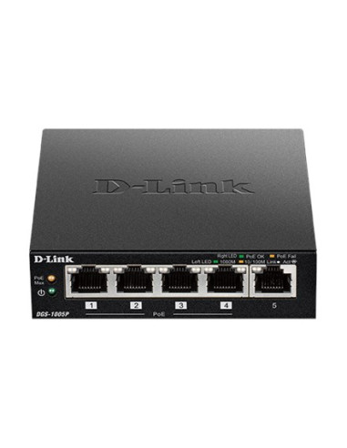 D-Link Dgs-1005P/E Łącza Sieciowe Nie Zarządzany Gigabit Ethernet (10/100/1000) Obsługa Poe Czarny