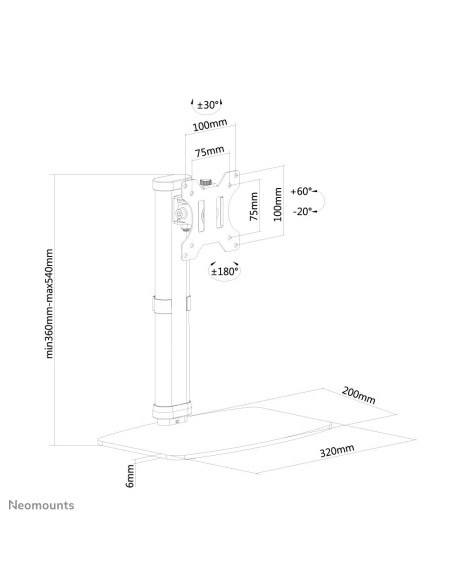 Neomounts Fpma-D890White Uchwyt / Stojak Do Monitorów 76,2 Cm (30") Biurko Biały