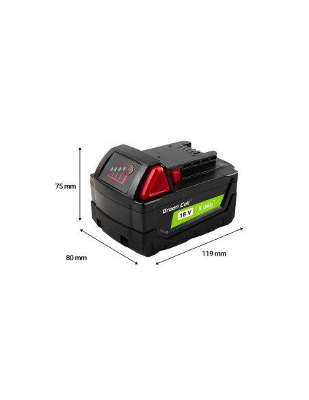 Green Cell Bateria Do Elektronarzędzi Milwaukee M18 18V 5Ah Akumulator Zamiennik M18 B5 4932430483
