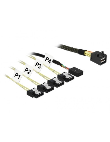 Kabel Mini Sas Hd Sff-8643 - 4X Sata 6 Gb/S 7 Pin + 8 Pin Wstęga Boczna - Prosty - Prosty - Męski/Żeński