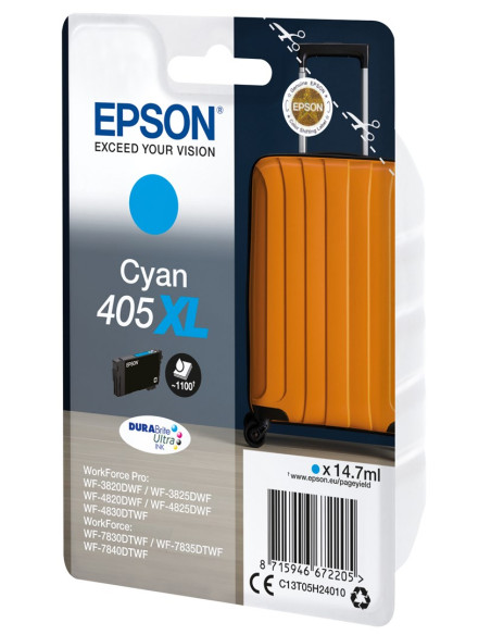 Epson 405Xl Durabrite Ultra Ink Nabój Z Tuszem 1 Szt. Oryginalny Wysoka (Xl) Wydajność Cyjan