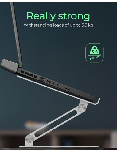 Podstawka Pod Laptopa Icy Box Ib-Nh300 Srebrny Aluminium Silikon 43.2 Cm (17") 3 Kg 15 Cm