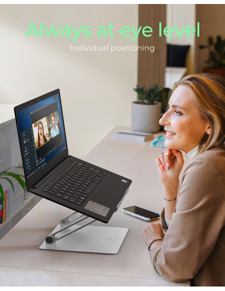 Podstawka Pod Laptopa Icy Box Ib-Nh300 Srebrny Aluminium Silikon 43.2 Cm (17") 3 Kg 15 Cm